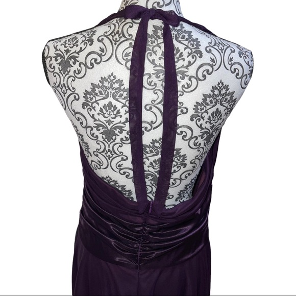 DB STUDIO - dark purple dress with sheer paneling. Perfect for occasions, sz 16 - Picture 13 of 15